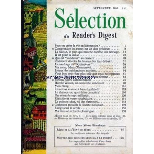 Selection Du Reader S Digest 1965. Le Naufrage Du Guinevere. Ma Mere Maria Montessori