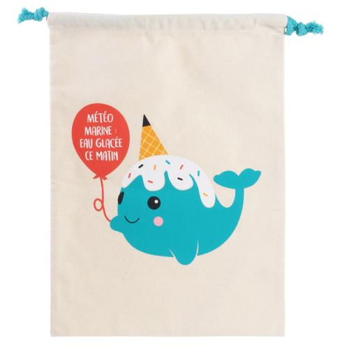 Promotion ! Pochette Toile 'dauphin' (Météo Marine : Eau Glacée Ce Matin) - 35x27 Cm