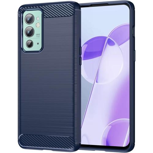 Pour Oneplus 9rt 5g Coque En Tpu En Fibre De Carbone À Texture Brossée Color : Blue