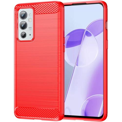 Pour Oneplus 9rt 5g Coque En Tpu En Fibre De Carbone À Texture Brossée Color : Red