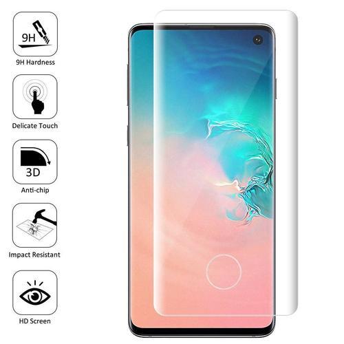 1 Film En Verre Trempé Pour Samsung Galaxy S10 6.1" Bord Incurvé Resistant - Transparent