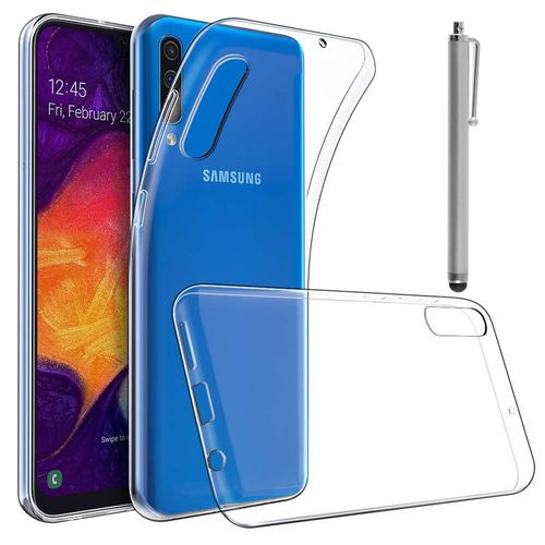 Coque Silicone Pour Samsung Galaxy A50 Sm-A505f 6.4" Gel Ultraslim Et Ajustement Parfait - Transparent + Stylet