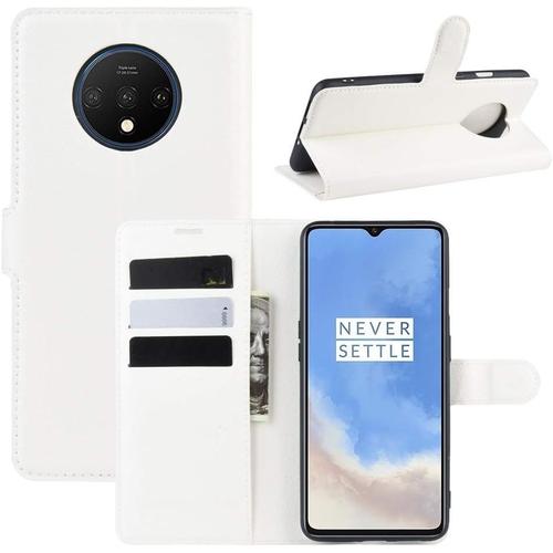 Étui À Rabat Horizontal En Cuir Pour Oneplus 7t Texture Litchi Avec Portefeuille Et Emplacements Pour Cartes Noir