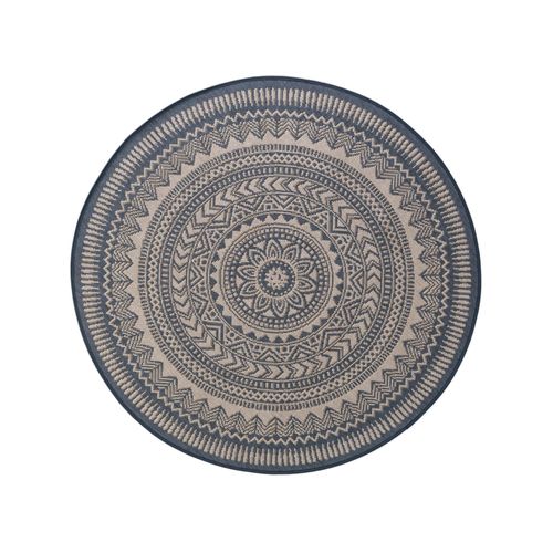 Benuta Plus Tapis D'extérieur & Intérieur Metro Bleu Diamètre 120 Cm Rond