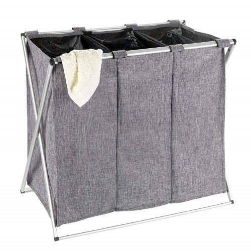 Panier à linge - Tissu polyester gris - Trio - 130 l WENKO