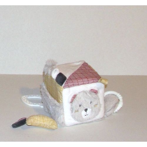 Timouki L'ours Brun Doudou Cube D Activité Et D Eveil Sauthon Baby 9cm X 9cm