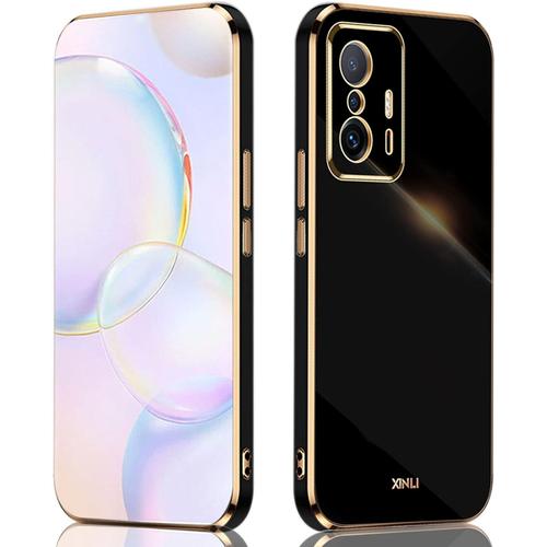 Coque Pour Xiaomi 11t Pro 5g/Xiaomi 11t 5g Case,Silicone Coloré,Protégez La Caméra,Étui Ultra-Fin Antichoc Pour Femme Noir