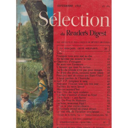 Selection Du Reader S Digest Septembre 1951 . Karl Gruber . Margaret Truman. Kon Tiki