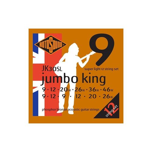 Rotosound Jk30sl Jumbo King - Jeu De 12 Cordes Phosphore Bronze Guitare Acoustique - Super Light