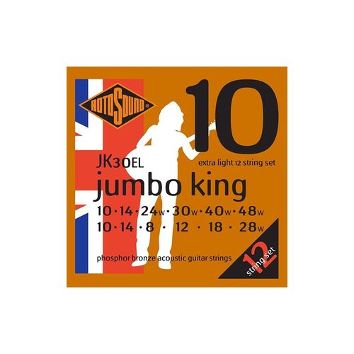 Rotosound Jk30el Jumbo King - Jeu De 12 Cordes Phosphore Bronze Guitare Acoustique - Extra Light
