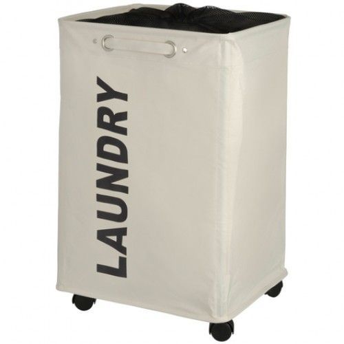 Panier à linge pour salle de bain - Carré - Tissu polyester 79 litres - Beige WENKO