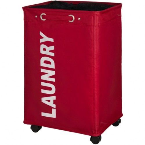 Panier à linge pour salle de bain - Carré - Tissu polyester 79 litres - Rouge WENKO
