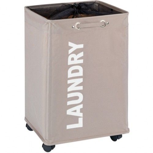Panier à linge pour salle de bain - Carré - Tissu polyester 79 litres - Taupe WENKO