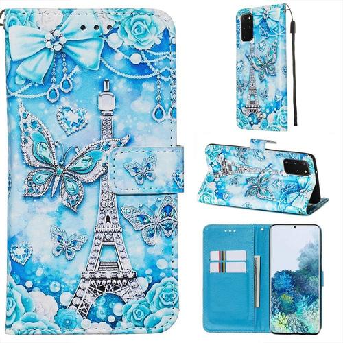 Coque Pour Samsung Galaxy S20 Plus Avec Verre Trempé Etui Samsung S20 Plus Cuir Pu Portefeuille Flip Magnétique Housse En Clapet De Protection Etui Samsung S20 Plus Papillon 2