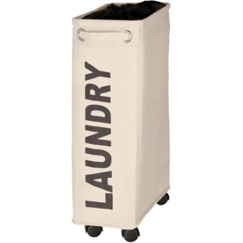 Panier à linge étroit à roulettes - Corno - 43 litres - Polyester - beige WENKO