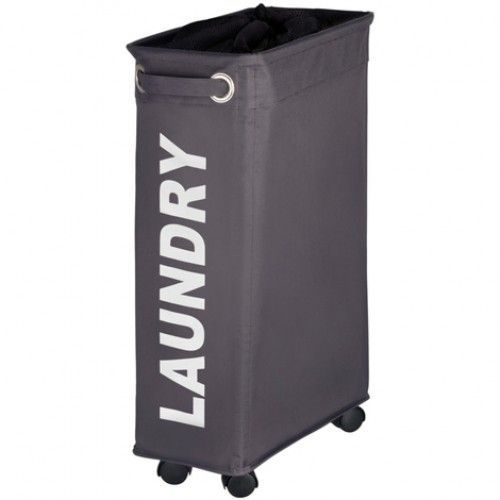 Panier à linge étroit à roulettes - Corno - 43 litres - Polyester - gris WENKO