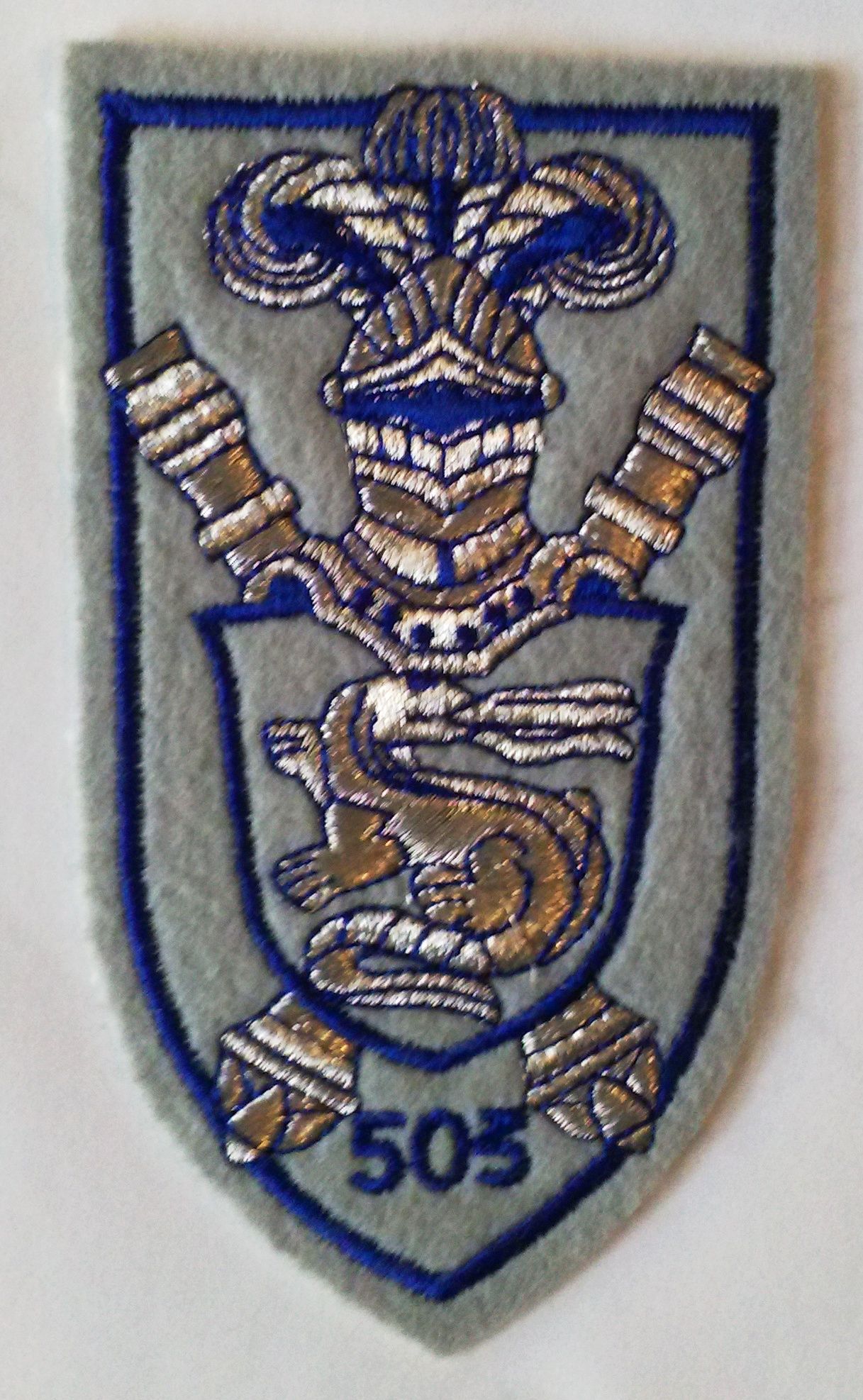 503 Rcc Régiment De Chars De Combat Xl Leclerc Écusson De L'insigne En Feutrine Et Broderie Bleue Grise