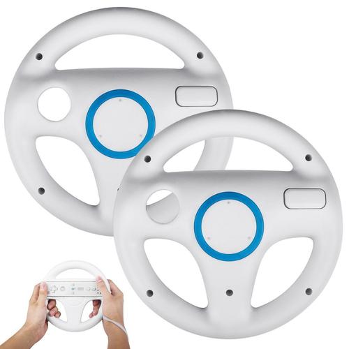 Lot De 2 Volants De Course Pour Manette Wiimote Sur Console Nintendo Wii - Blanc