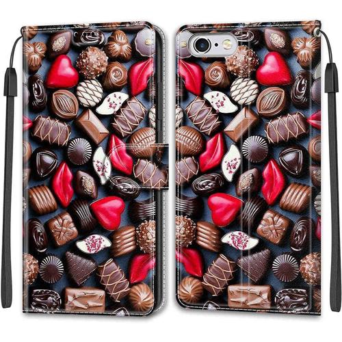 Coque Iphone 6s 6 Etui Iphone 6s Iphone 6 47 Pouces Étui Housse En Cuir Flip Case Fonction Support Housse Avec Fentes De Cartes Magnétique Portefeuille Protection Case Chocolat