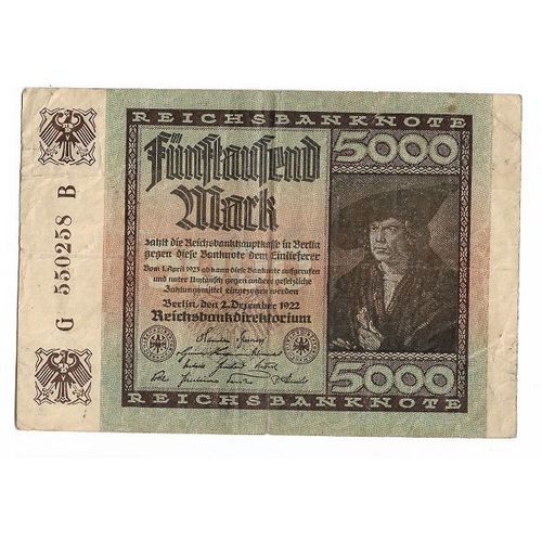 Billet Allemagne 5000 Deutsche - 1922 - N° G 550258 B