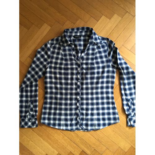 Chemise Caroll À Carreaux Bleu, Noir Et Blanc Taille 38