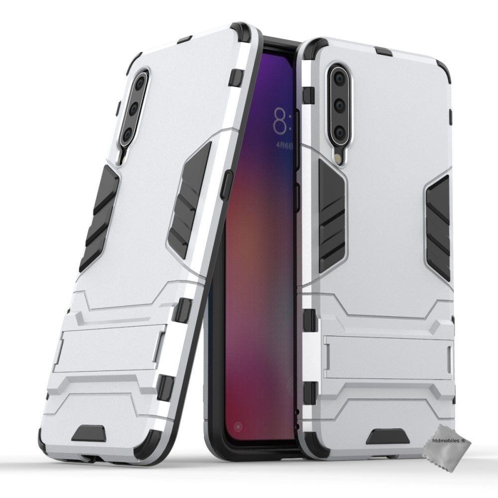 Housse Etui Coque Rigide Anti Choc Pour Xiaomi Mi 9 + Film Ecran - Argent