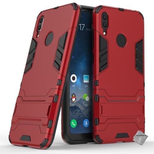 Housse Etui Coque Rigide Anti Choc Pour Huawei Y7 (2019) + Verre Trempe - Rouge