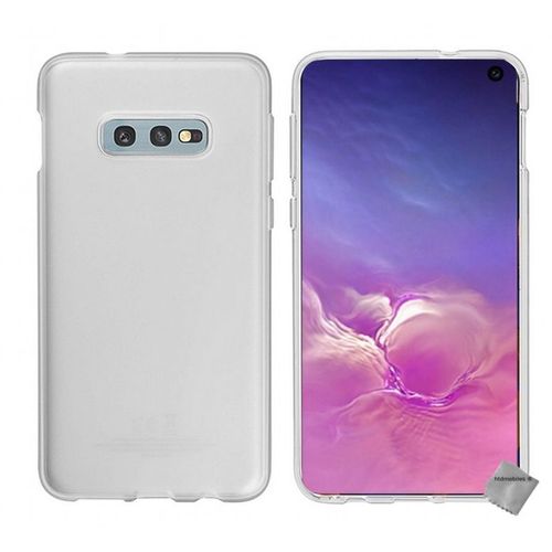 Housse Etui Coque Pochette Silicone Gel Fine Pour Samsung Galaxy S10e + Film Ecran - Blanc Transparent