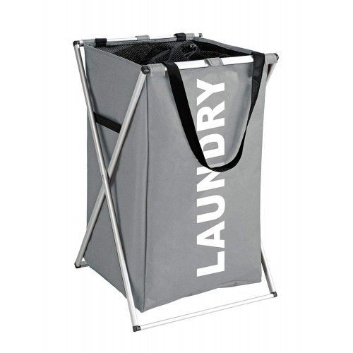 Panier à linge - Laundry - Tissu polyester - 52 litres - Gris WENKO