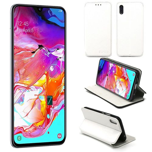 Etui Luxe Samsung Galaxy A70 4g Blanc Ultra Slim Cuir Pu Avec Stand - Housse Coque De Protection Samsung Galaxy A70 Smartphone 2019 - Accessoires Pochette Cover Xeptio Case