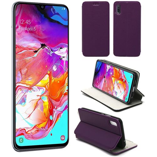 Etui Luxe Samsung Galaxy A70 4g Violet Ultra Slim Cuir Pu Avec Stand - Housse Coque De Protection Samsung Galaxy A70 Smartphone 2019 - Accessoires Pochette Cover Xeptio Case