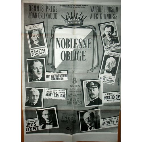 Noblesse Oblige/ Kinds Hearts And Coronets - Affiche Pliée 80 X 120 - Alec Guinness