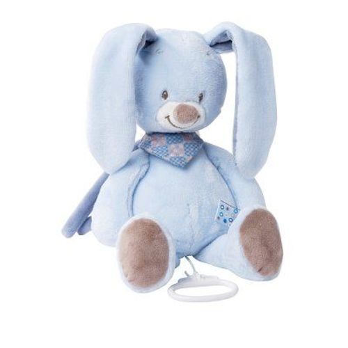 Doudou Musical Lapin Bleu Ciel Bibou Nattou Boite A Musique Jouet Bebe Naissance Alex & Bibou