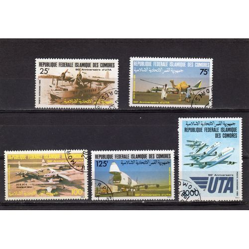 Timbres De Poste Aérienne Des Comores (50ème Anniversaire De La Compagnie Aérienne U.T.A.)