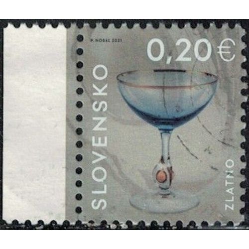 Slovaquie 2021 Oblitéré Used Industrie Verrière Verre À Vin Doré Zuzana Zlatno Y&t Sk 815 Su