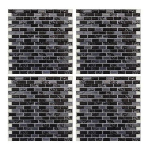 Faience adhesive Marbre Noir - 16 carreaux - 4 x 26x26 cm