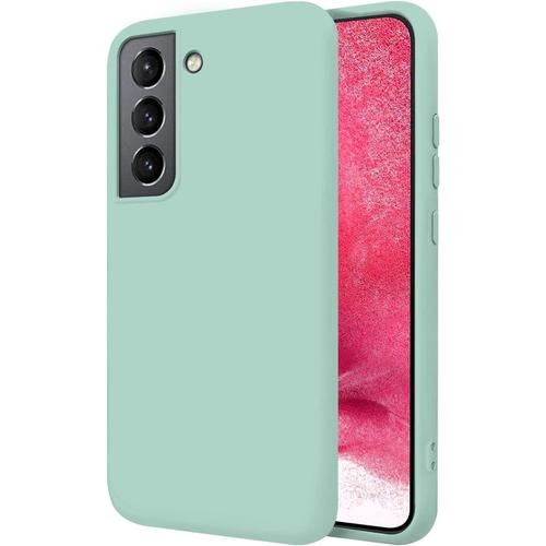 Coque Compatible Avec Samsung Galaxy S22 Plus 5g 6.6"" Étui Rigide Turquoise Silicone Liquide Doux Doublure Intérieure Microfibre Protège La Caméra Antidérapant Résistant Rayures