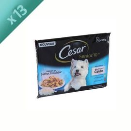 Cesar Sachets Fraicheur En Gelee - 2 Varietes - Pour Chien Senior - 4 X 100 G -X13-
