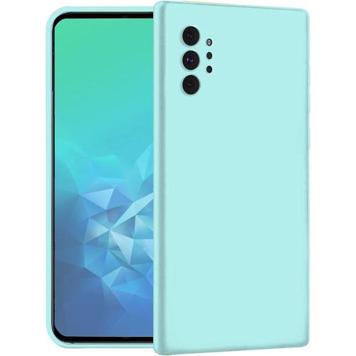 Coque Pour Samsung Galaxy Note 10 Plus Note 10+5g 6.8"" Étui Rigide Turquoise Silicone Liquide Premium Doux Doublure Intérieure Microfibre Protège Appareil Photo Résistant Saleté