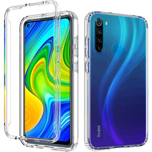 Coque Xiaomi Redmi Note 8t,360 Degres Full Body Anti-Choc Housse Silicone Tpu Souple Avant Et Rigide Pc Arrière 2 In1 Protection Etui Coque Pour Xiaomi Redmi Note 8t,Transparent