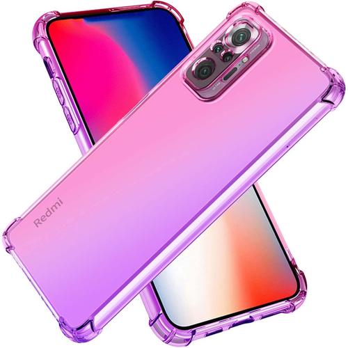 Coque Pour Xiaomi 11t Pro 5g/Xiaomi 11t 5g Coque Dégradé De Couleur Ultra Fine Cristal Transparent Coque Arrière Anti Jaune Souple Tpu Silicone Antichoc Bumper Coque Rose Violet