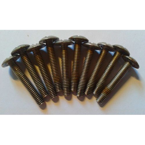 10 Vis poêlier nickelé tête ronde large emprunte en croix 4X27 mm filetage 25 mm zingué blanc