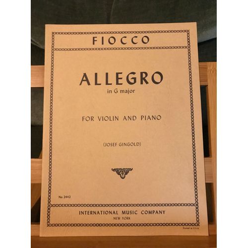 Fiocco Allegro En Sol Majeur Pour Violon Et Piano Partition Éditions Imc N°2442