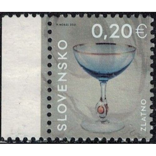 Slovaquie 2021 Oblitéré Used Industrie Verrière Verre À Vin Doré Zuzana Zlatno Y&t Sk 815 Su