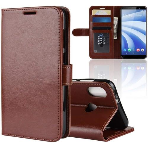 Coque Htc U12 Life Etui Htc U12 Life Anti Rayures Coque Tpu Pochette Portefeuille Fentes Pour Cartes Fermeture Aimantée Housse En Cuir Synthétic Fonction Stand Pour Htc U12 Life