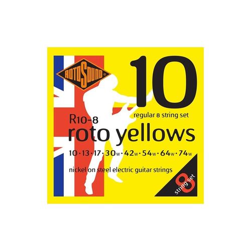 Rotosound R10-8 Roto Yellows - Jeu De 8 Cordes Guitare Électrique - 10-74