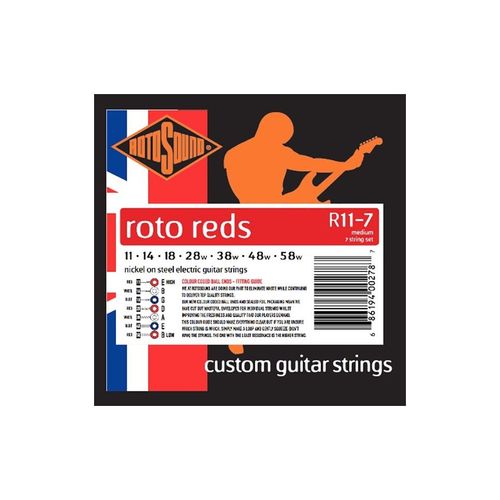 Rotosound R11-7 Roto Reds - Jeu De 7 Cordes Guitare Électrique - 11-58