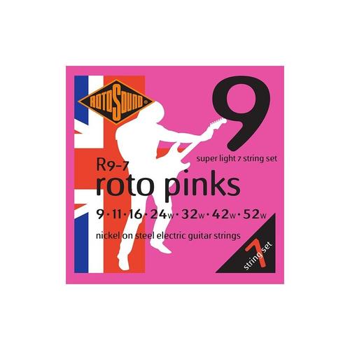 Rotosound R9-7 Roto Pinks - Jeu De 7 Cordes Guitare Électrique - 9-52