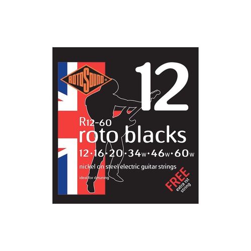 Rotosound R12-60 Roto Blacks - Jeu De Cordes Guitare Électrique - 12-60