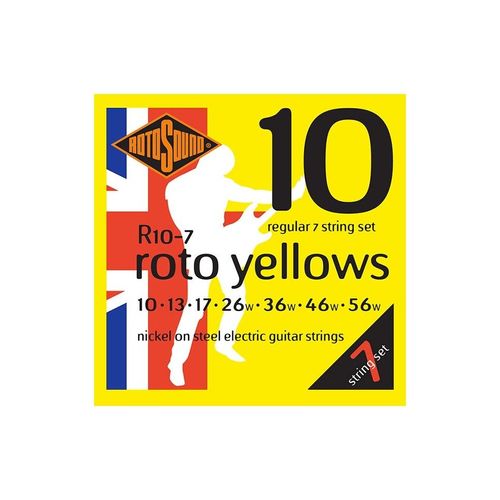 Rotosound R10-7 Roto Yellows - Jeu De 7 Cordes Guitare Électrique - 10-56